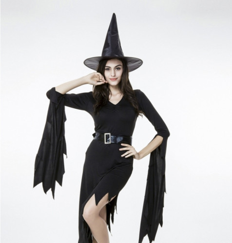 Sortie irrégulière noire jupe longue Costume d'Halloween Robe de sorcellerie avec spectacle de cosplay, M, Poitrine: 88 cm, Tour de taille: 72 cm, Longueur de la jupe: 108 cm SH3532542-07