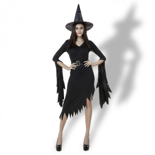 Robe de sorcellerie noire, longue et irrégulière, sortie costume d'Halloween, robe de sorcellerie, XL, Poitrine: 98 cm, Tour de taille: 80 cm, Longueur de la jupe: 110 cm SH3533671-07