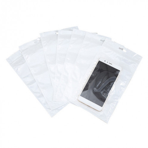 100 PCS 7.5cm x 12cm Hang Hole Clear Front Blanc Perle Bijoux Zip Lock Sac d'emballage, impression et taille personnalisées sont les bienvenus SH4154631-05