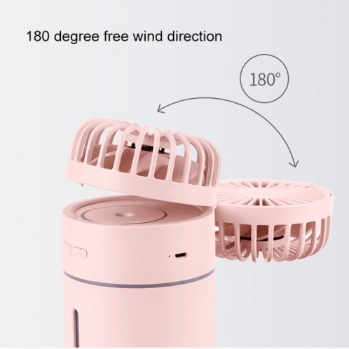 T9 Ventilateur d'humidification de bureau de charge USB réglable portable avec contrôle de 3 vitesses (rose) SH197F839-013