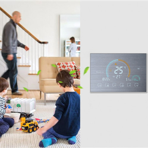 BHT-8000-GCLW-SS Miroir en acier inoxydable brossé contrôlant le chauffage de la chaudière à eau / gaz Économie d'énergie et respectueux de l'environnement Smart Home Affichage négatif Écran LCD Thermostat SH53701045-07