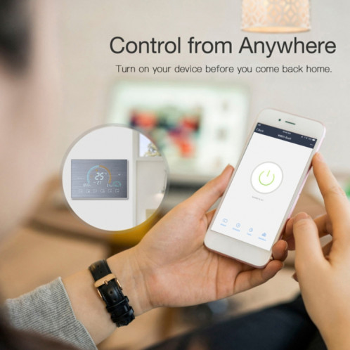 BHT-8000-GCLW-SS Miroir en acier inoxydable brossé contrôlant le chauffage de la chaudière à eau / gaz Économie d'énergie et respectueux de l'environnement Smart Home Affichage négatif Écran LCD Thermostat SH53701045-07