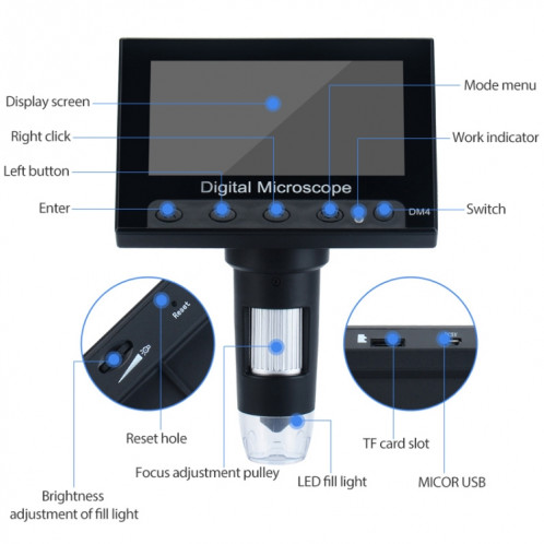 Microscope numérique industriel HD d'écran d'affichage de 720P 4,3 pouces SH5448226-012