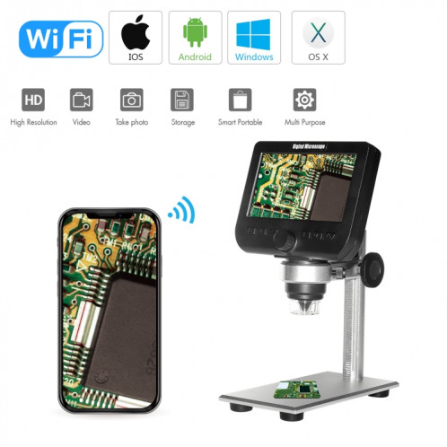 Inskam317 Microscope numérique WiFi HD à écran LCD de 4,3 pouces 1080P, support en métal SH5455353-07