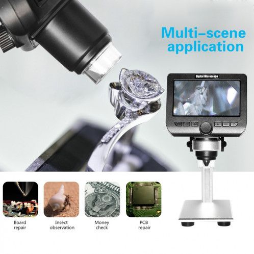 Inskam317 Microscope numérique WiFi HD à écran LCD de 4,3 pouces 1080P, support en métal SH5455353-07
