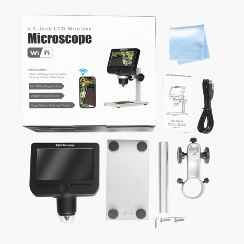 Inskam317 Microscope numérique WiFi HD à écran LCD de 4,3 pouces 1080P, support en métal SH5455353-07