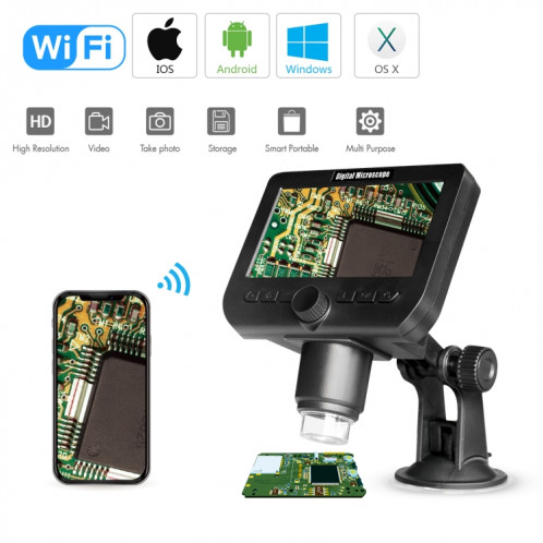 Inskam317 Microscope numérique WiFi HD à écran LCD de 4,3 pouces 1080P, support de ventouse SH54561449-08
