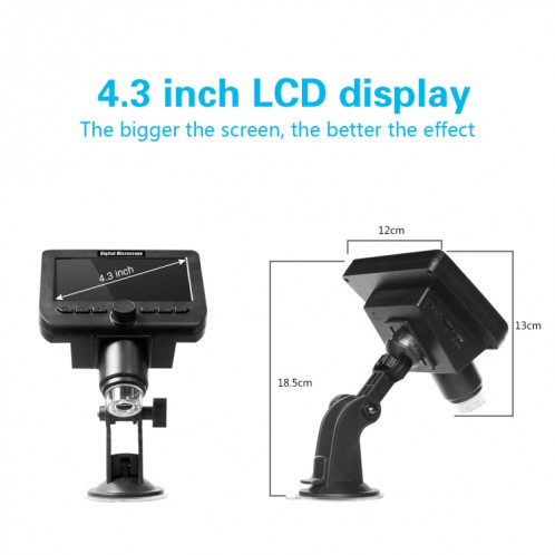 Inskam317 Microscope numérique WiFi HD à écran LCD de 4,3 pouces 1080P, support de ventouse SH54561449-08