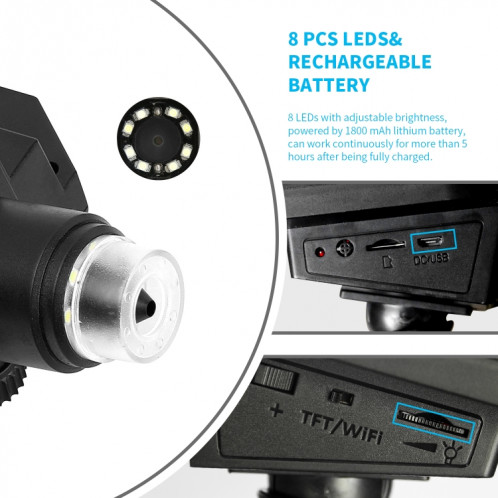 Inskam317 Microscope numérique WiFi HD à écran LCD de 4,3 pouces 1080P, support de ventouse SH54561449-08