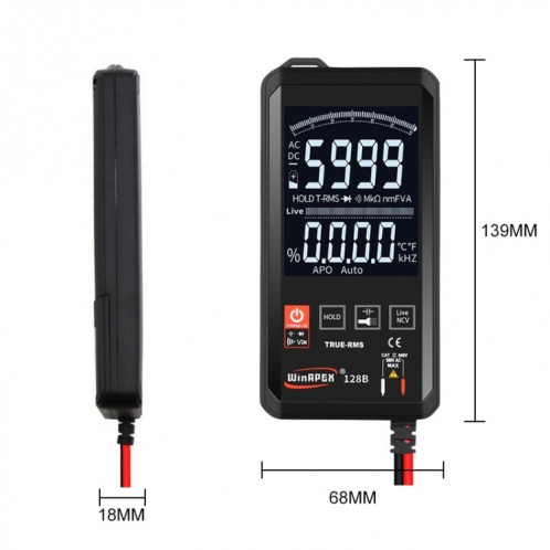 HY128B écran d'affichage inverse ultra-mince tactile multimètre numérique intelligent entièrement automatique haute précision vraie valeur efficace multimètre SH5482426-08