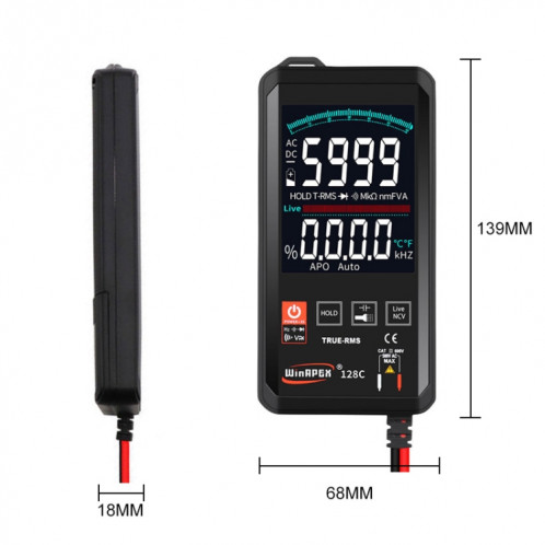 Multimètre numérique intelligent tactile Ultra-mince à écran couleur HY128C multimètre à valeur efficace réelle de haute précision entièrement automatique SH5483932-08