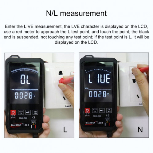 Multimètre numérique intelligent tactile Ultra-mince à écran couleur HY128C multimètre à valeur efficace réelle de haute précision entièrement automatique SH5483932-08