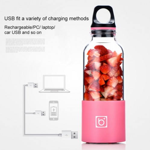 Bingo 500 ml Mini Portable USB Rechargeable Électrique Juicer Cup Juicer Blender, 22000 tours par minute (rose) SH570F66-012