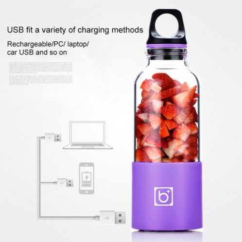 Bingo 500 ml Mini Portable USB Rechargeable Électrique Juicer Cup Juicer Blender, 22000 tours par minute (violet) SH570P1169-012