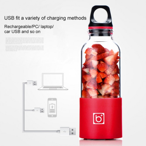 Bingo 500 ml Mini Portable USB Rechargeable Électrique Juicer Cup Juicer Blender, 22000 tours par minute (rouge) SH570R776-012