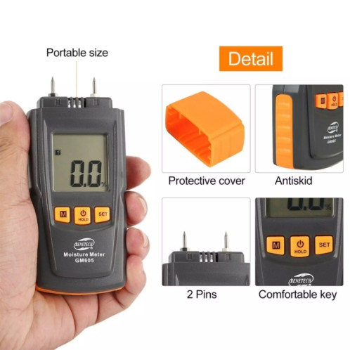 Benetech GM605 Digital Wood Humide Compteur Humidité Testeur Humidité Détecteur humide SB5594475-08