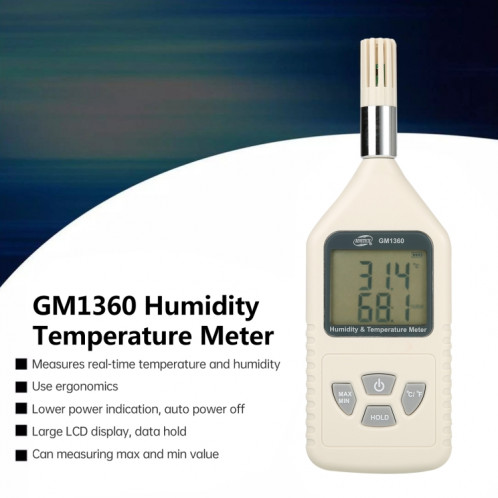 Benetech GM1360 LCD Sonde Industrie Humidité numérique et compteur de température SB5603810-08