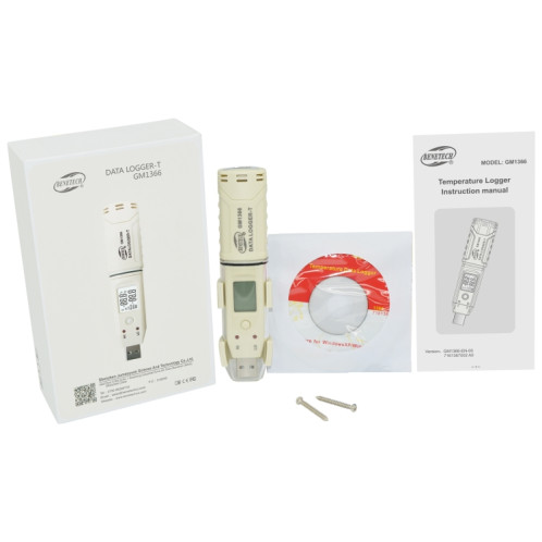 Benetech GM1366 Recordeur de température et d'humidité numérique USB avec alarme SB5604968-07
