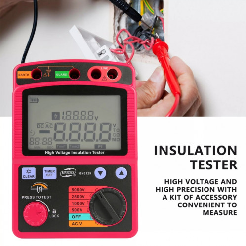 Benetech GM3125 Testeur de résistance de testeur d'isolement haute tension haute tension SB561131-07