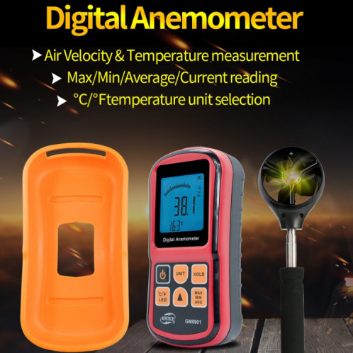 Benetech GM8901 + Haute précision Anémomètre Vélo Température Température Mesure Mesure Digital LCD Display Mètre Outil de mesure SB5631476-08