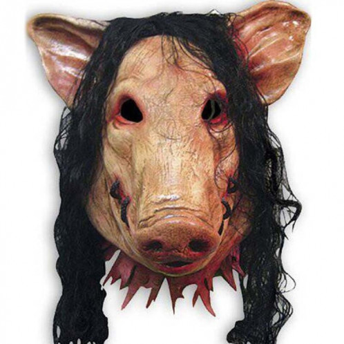 Halloween Masque Latex Cochon Tête Chapeau Halloween Festival Party Fantaisie Cochon Visage Mascarade Masques avec Cheveux SH56451353-05