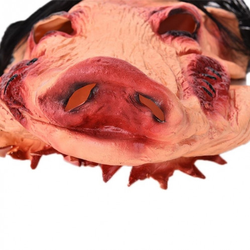 Halloween Masque Latex Cochon Tête Chapeau Halloween Festival Party Fantaisie Cochon Visage Mascarade Masques avec Cheveux SH56451353-05