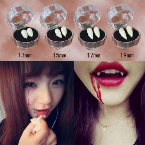 1 paire de prothèses dentaires Halloween Party 19mm Vampire Zombie Devil Fangs Dents SH646D1219-08