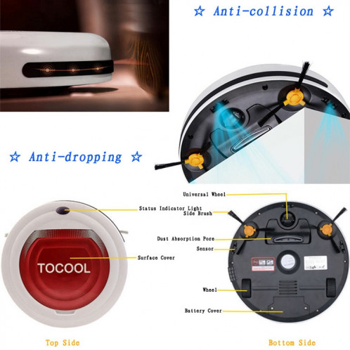 TOCOOL TC-350 Smart Robot Aspirateur de Ménage de Nettoyage Ménager avec Télécommande (Orange) SH683E218-07