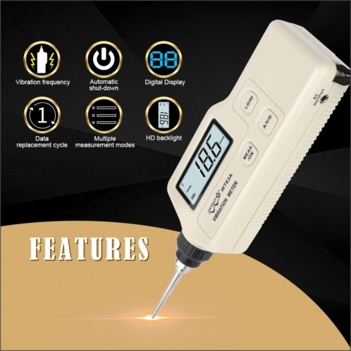 Wintact WT63A Vibration Meter Testeur numérique Vibromètre Analyseur Vitesse d'accélération SW94BR501-08