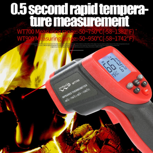 Wintact WT700-50 degrés C ~ 750 degrés C ~ 750 degrés C Thermomètre infrarouge numérique portable portable sans contact portable SW5707827-07