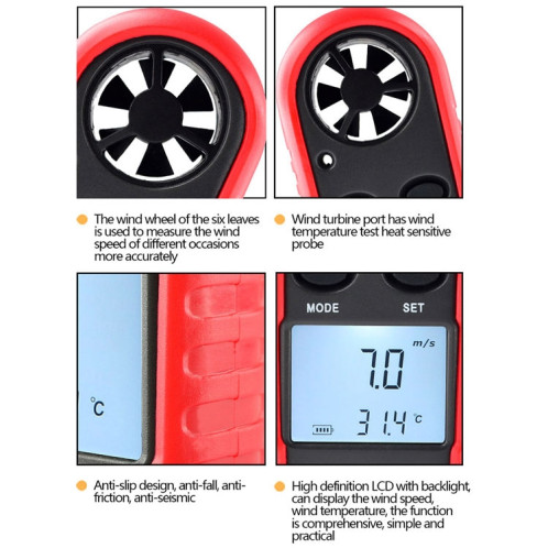 WinTact WT816 Thermomètre électronique numérique anémomètre SW5709451-07