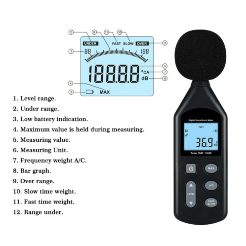 Wintact WT1357 Niveau sonore numérique, plage: 30DB ~ 130DB SW57241723-07
