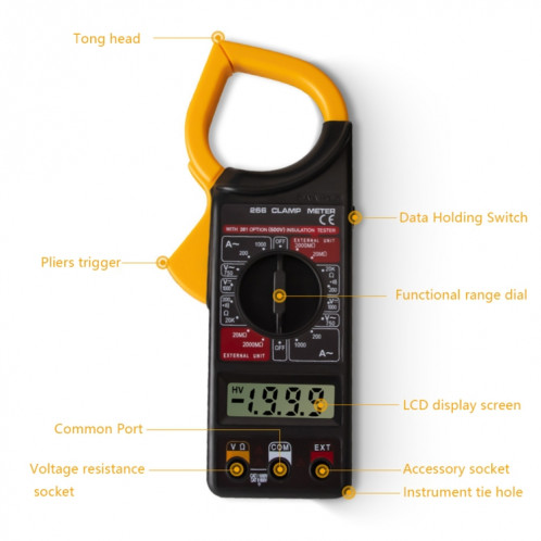 ANENG 266X Multimètre automatique de haute précision de haute précision avec sonnerie (jaune) SA854Y1097-07