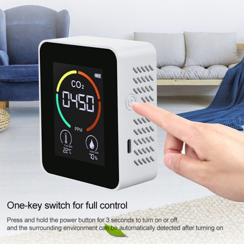 XY-T01 3 en 1 Humidité de température et CO2 Afficher le détecteur de qualité de l'air, capteur infrarouge (blanc) SH862W383-07