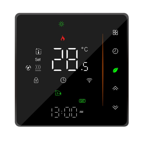 BHT-006GALW 95-240V AC 5A Smart Home Heating Thermostat for EU Box, Control Water Heating with Only Internal Sensor & WiFi Connection(Black) SH863B1263-07