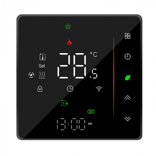 BHT-006GCLW 95-240V AC 5A Thermostat de chauffage à domicile SMART pour la boîte de l'UE, chauffage de la chaudière de contrôle avec un seul capteur interne, WiFi (Noir) SH888B1230-07