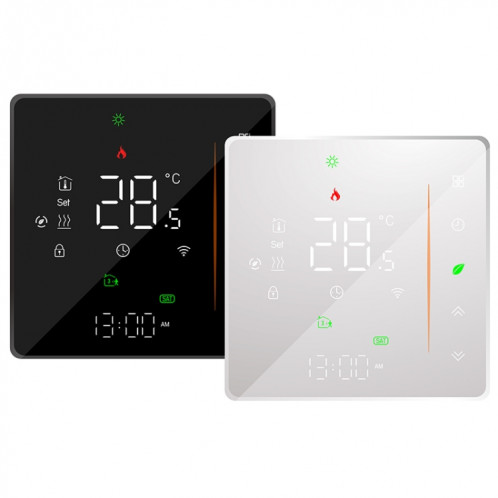 BHT-006GCLW 95-240V AC 5A Thermostat de chauffage à domicile SMART pour la boîte de l'UE, chauffage de la chaudière de contrôle avec un seul capteur interne, WiFi (Noir) SH888B1230-07