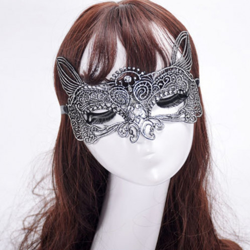 Mascarade halloween fête danse sexy lady dentelle bronzante masque roi chat (argent) SH949S1579-05