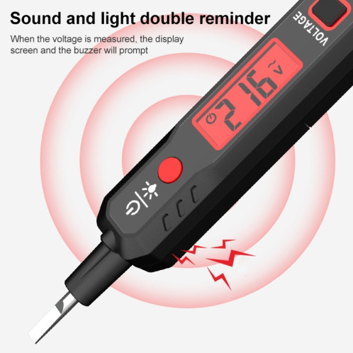 HABOTESA HT89 Type de contact Stylo de test d'alarme sonore et lumineuse à affichage numérique LCD haute sensibilité SH60681917-08