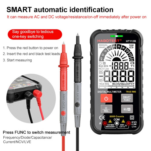 HABOTEST HT112B Mini multimètre haute précision à affichage numérique SH60831490-06