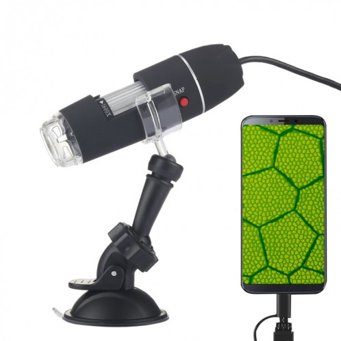 Microscope numérique USB 2 en 1 avec capteur d'image 1600X avec loupe 1600X avec 8 DEL et support professionnel SH60951025-06