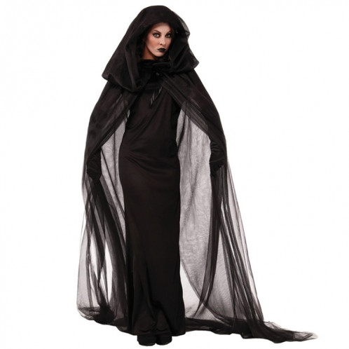 Costume d'Halloween Soirée Wandering Soul Ghost Dress Robe de Sorcière Nightclub Rave Party Service, Taille: XS, Buste: 78cm, Vêtement Longue: 100cm, Cape Longueur: 180cm SH6235808-05