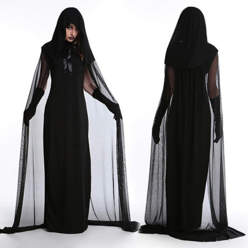 Costume d'Halloween Soirée Wandering Soul Ghost Dress Robe de Sorcière Nightclub Rave Party Service, Taille: XS, Buste: 78cm, Vêtement Longue: 100cm, Cape Longueur: 180cm SH6235808-05