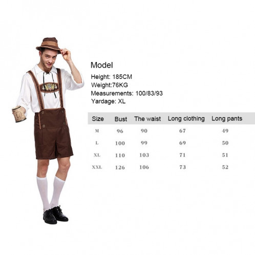 Costume Halloween Hommes Costume Bière Costumes Oktoberfest Costumes Angleterre Style Scène Performance Cosplay Vêtements, Taille: M, Buste: 96cm, Tour de taille: 90cm, Longueur: 67cm, Pantalon: 49cm SH6269203-07