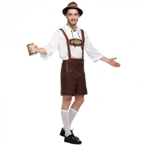 Costume Halloween Hommes Costume Bière Costumes Oktoberfest Costumes Angleterre Style Scène Performance Cosplay Vêtements, Taille: L, Buste: 100cm, Tour de taille: 99cm, Longueur de Vêtement: 69cm, Pantalon: 50cm SH6270564-07