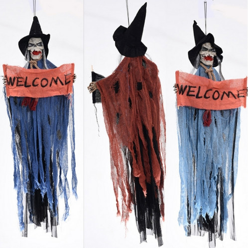 Halloween Hang Ghost résine porte de crâne électrique porte Bienvenue fantôme voix squelette Props Décorations (Orange) SH350E1736-07