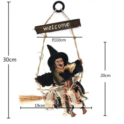 Halloween Rétro Sorcière Ornements Balai Fantôme Suspendre Accessoires Halloween Maison Décoration Fête Fête Fournitures Pendentif Halloween (Jaune) SH353Y1309-05
