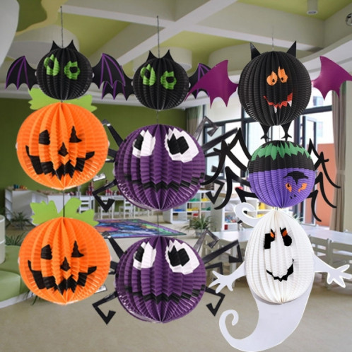 3 PCS / Set Creative Drôle Halloween Citrouille Halloween Chauves-souris Araignée Pendentif Papier Décoration et Accessoires Horreur SH6364615-08