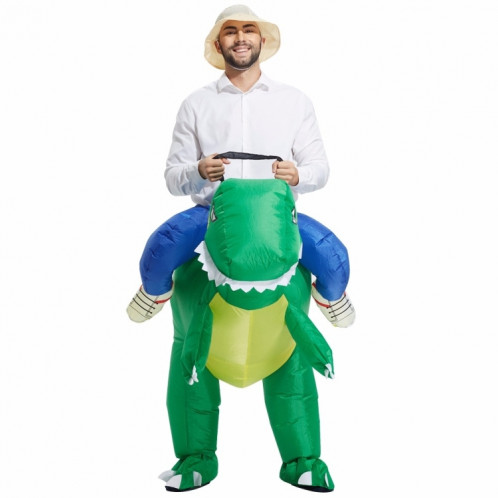 Costume de fête d'Halloween en costume de polyester fantaisie de dinosaure gonflable opéré pour adulte, hauteur recommandée: de 1,5 à 1,9 m (Vert) SH368G900-08