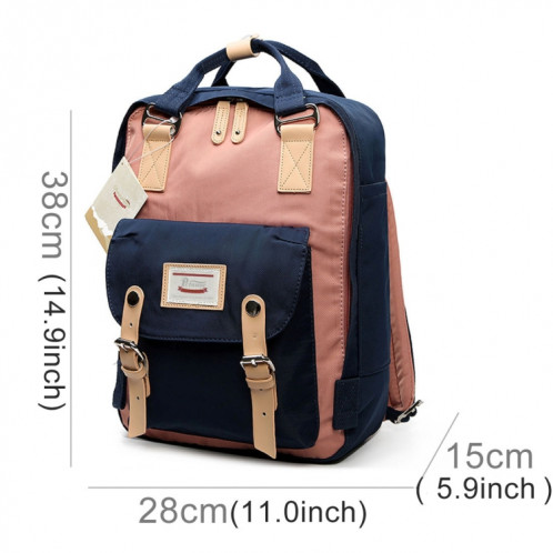 Mode sac à dos de voyage décontracté pour ordinateur portable sac étudiant avec poignée, taille: 38 * 28 * 15cm (bleu foncé + rose) SH665F1102-06